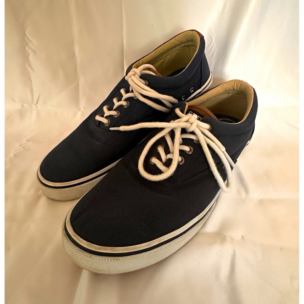 Sperry Top-Sider Men's Low Top Lace-Up Canvas Sneakers Navy White STS14134